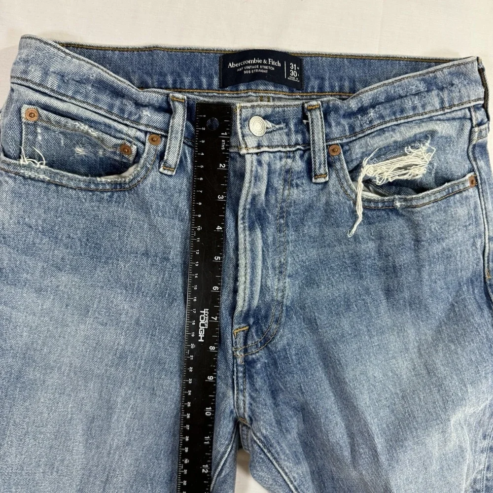 Abercrombie & Fitch 90s Straight Jeans‎ 31x30 Mens Light Wash Vintage Stretch